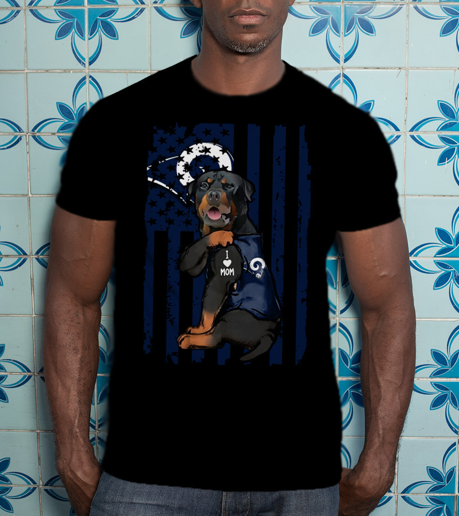 Rottweiler I Love Mom Los Angeles Rams T-Shirt