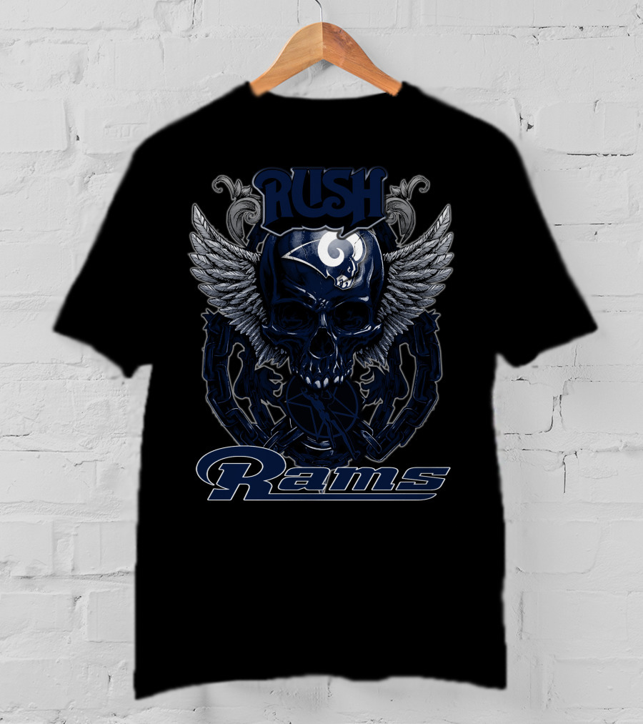 Rush Rams Skull With Wings And Helmet T-Shirt