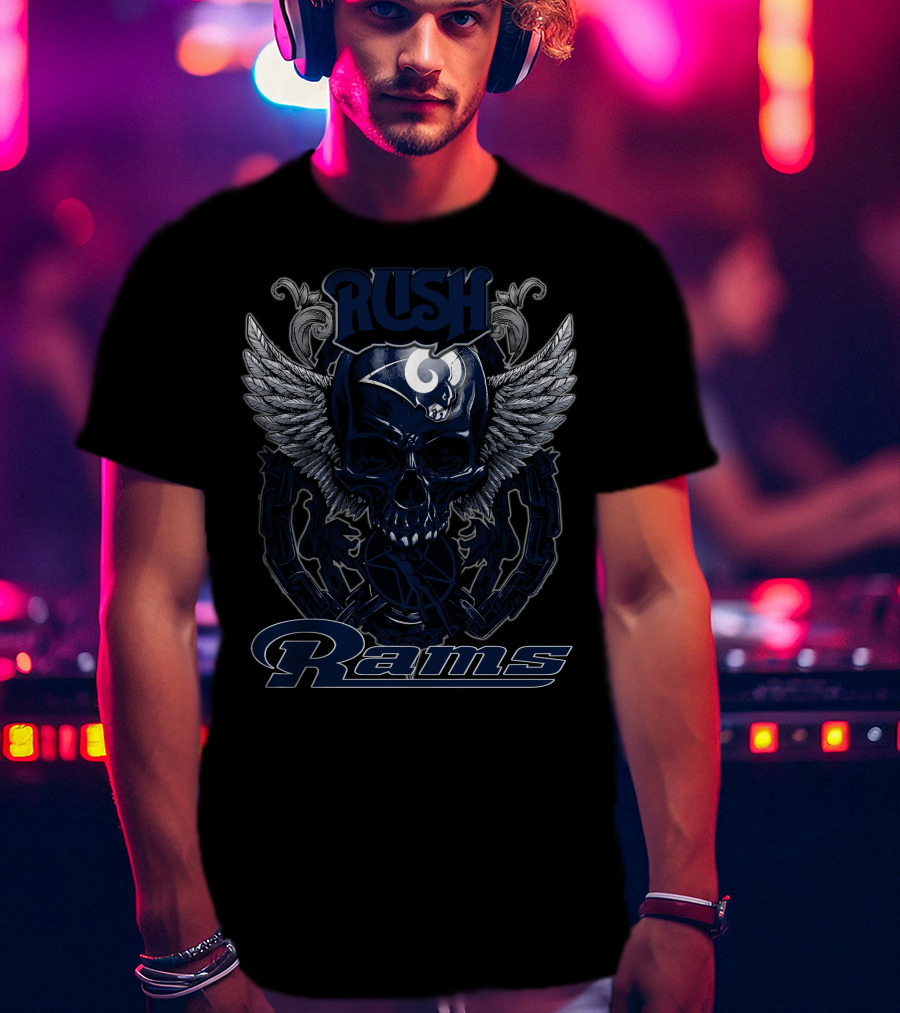 Rush Rams Skull With Wings And Helmet T-Shirt
