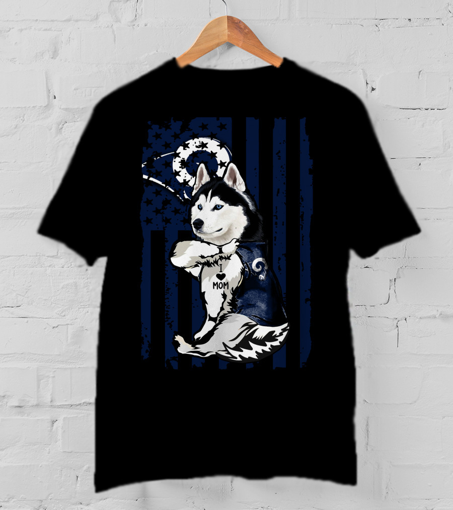 Siberian Husky Los Angeles Rams Mom T-Shirt