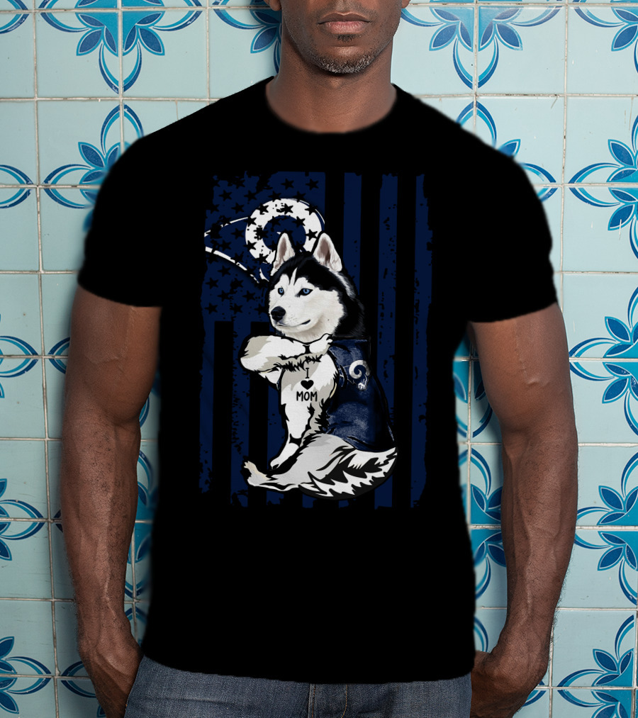 Siberian Husky Los Angeles Rams Mom T-Shirt