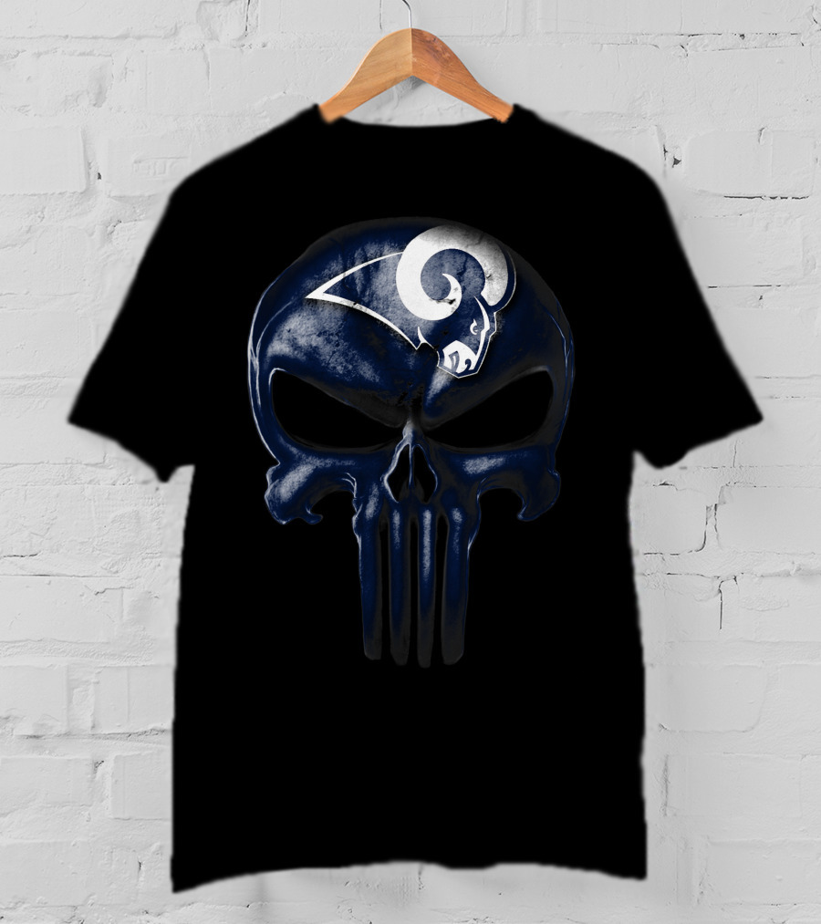 Skull Los Angeles Rams Logo Fusion T-Shirt