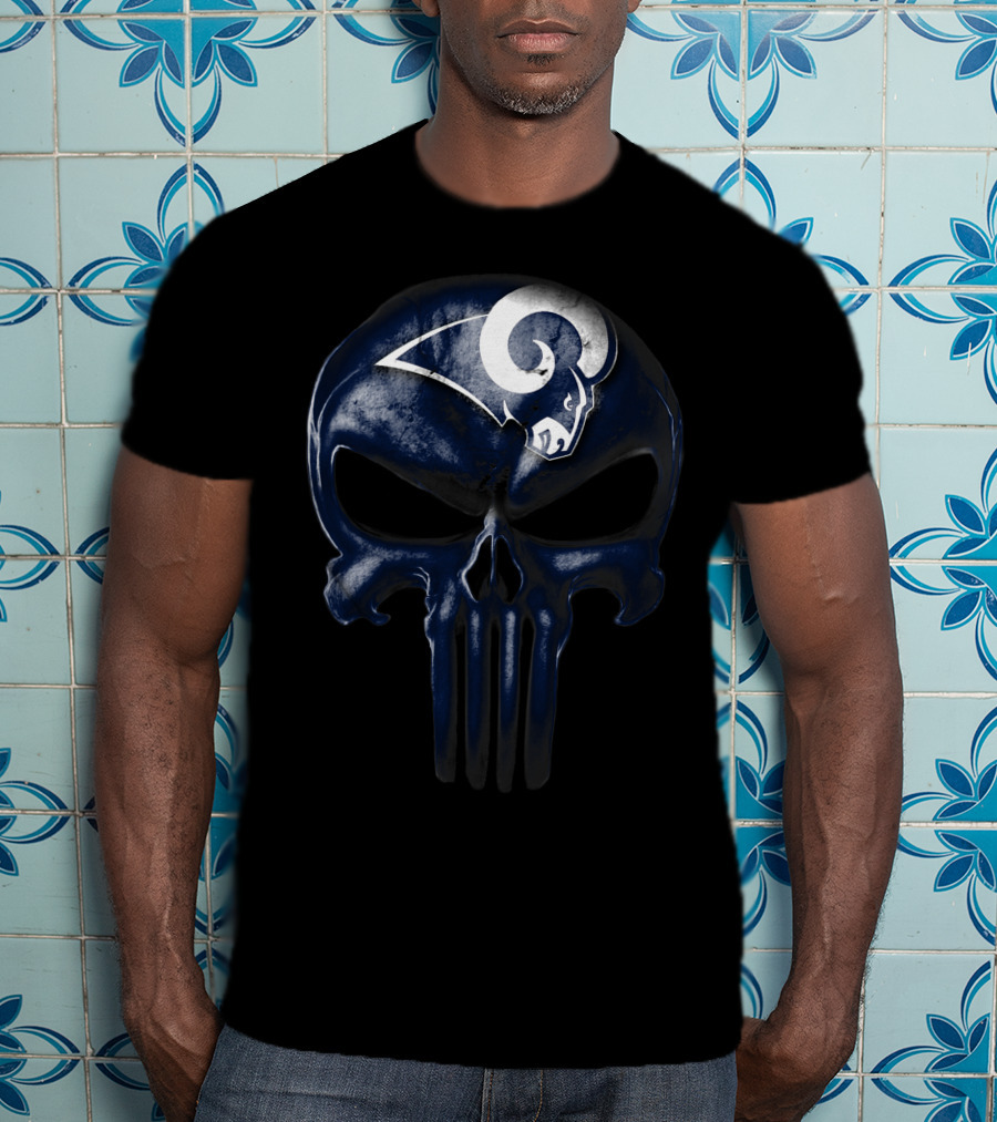 Skull Los Angeles Rams Logo Fusion T-Shirt