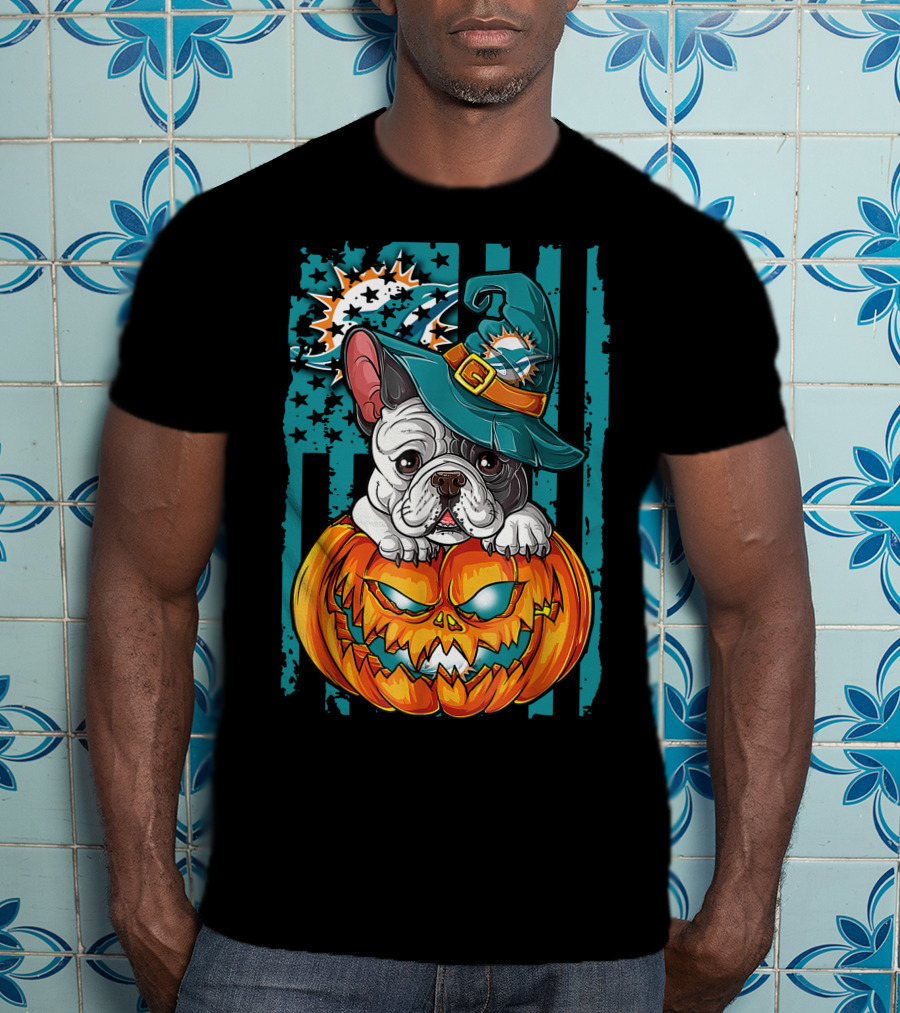 Hlw Bulldog Miami Dolphins Halloween Pumpkin Magic T-Shirt