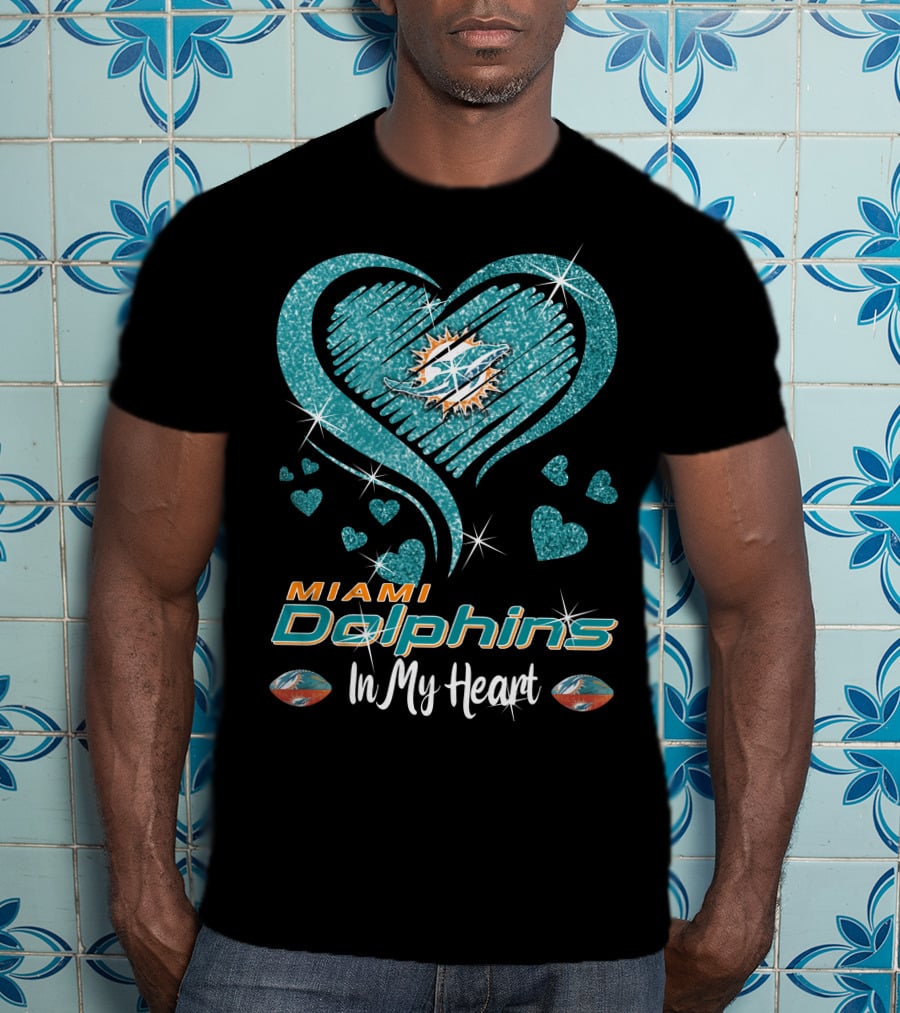 Miami Dolphins Heart Sparkle T-Shirt