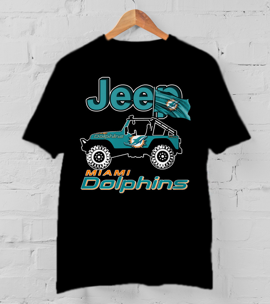 Jeep Miami Dolphins Flag Logo Off-Road Vehicle T-Shirt