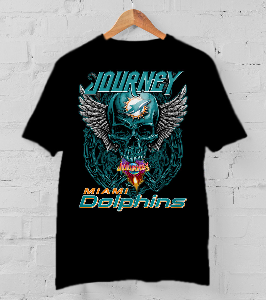 Journey Miami Dolphins Skull Wings T-Shirt