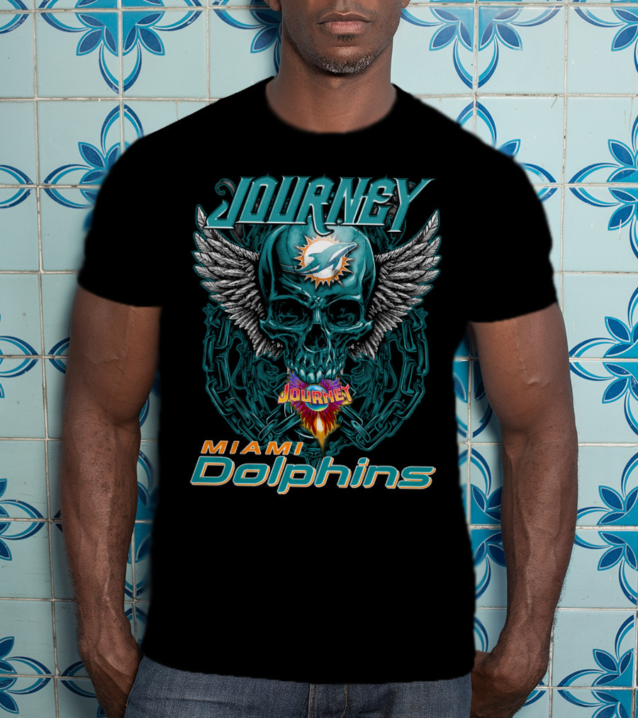 Journey Miami Dolphins Skull Wings T-Shirt