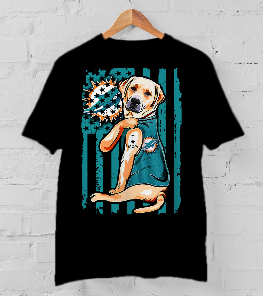 Labrador Retriever Miami Dolphins I Love Mom T-Shirt