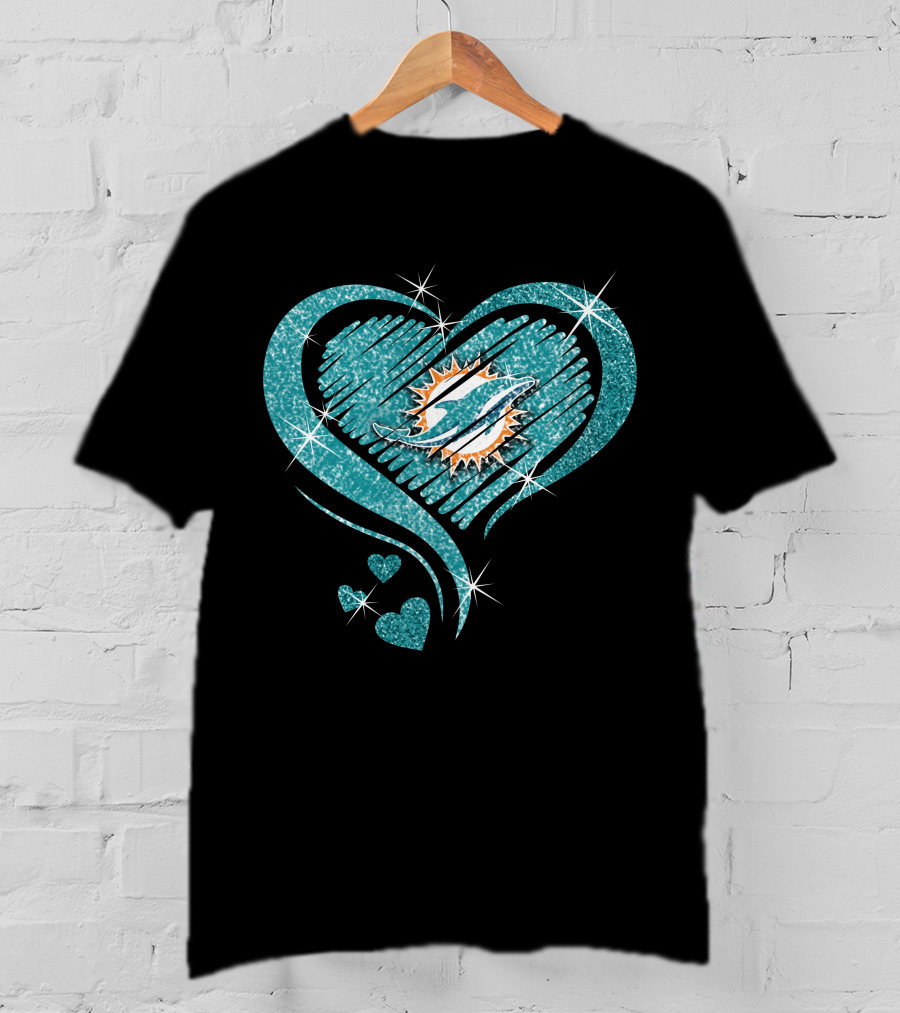 Heart Diamond Miami Dolphins Sparkling T-Shirt