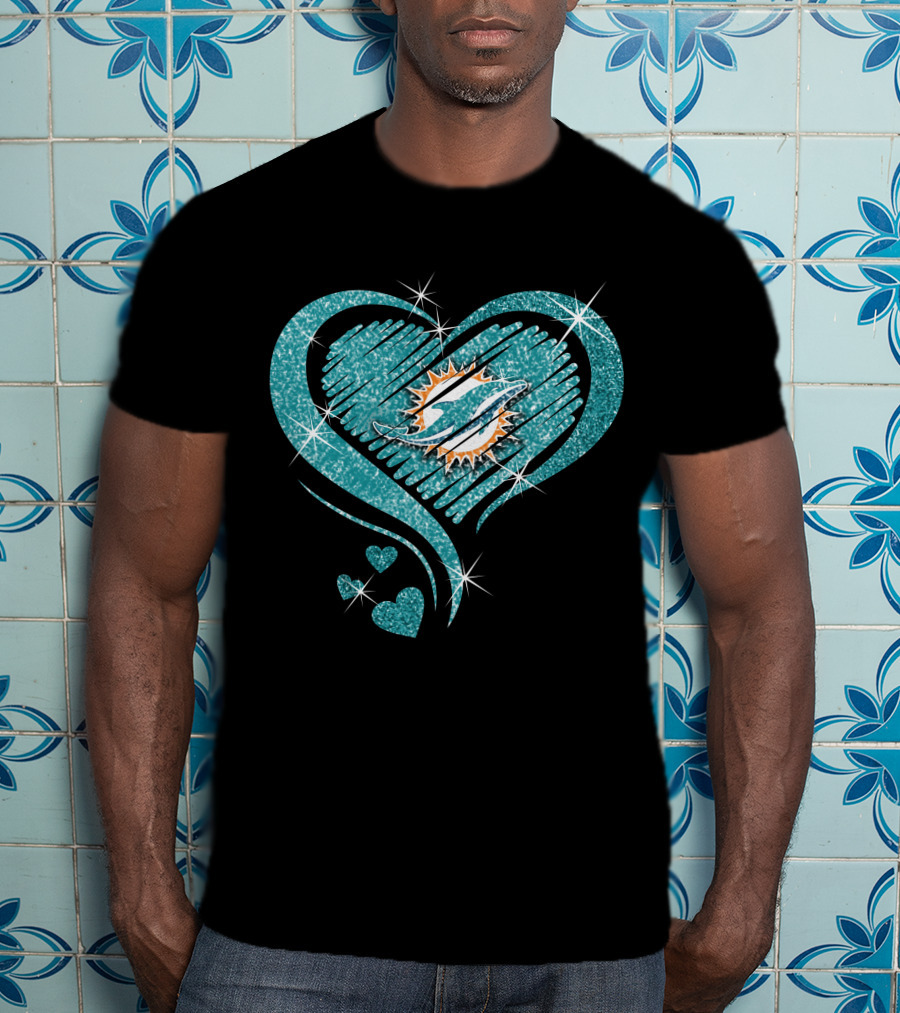 Heart Diamond Miami Dolphins Sparkling T-Shirt
