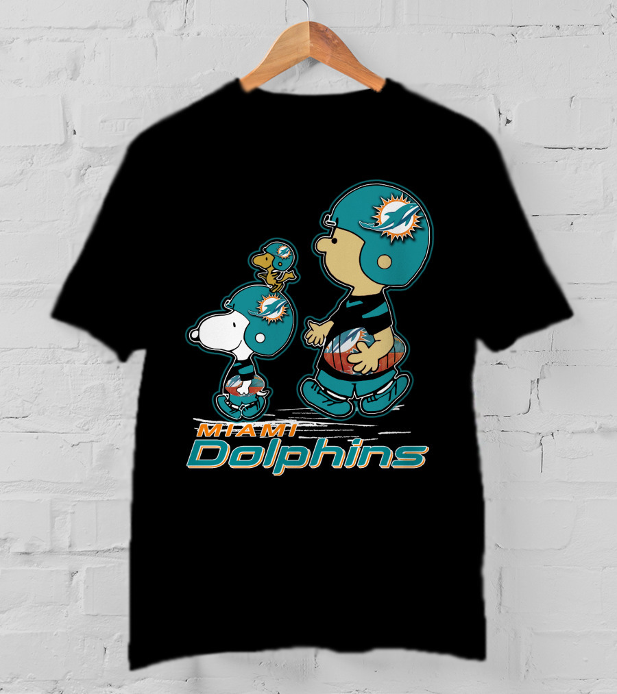 Snpfootball Miami Dolphins Peanuts Characters T-Shirt