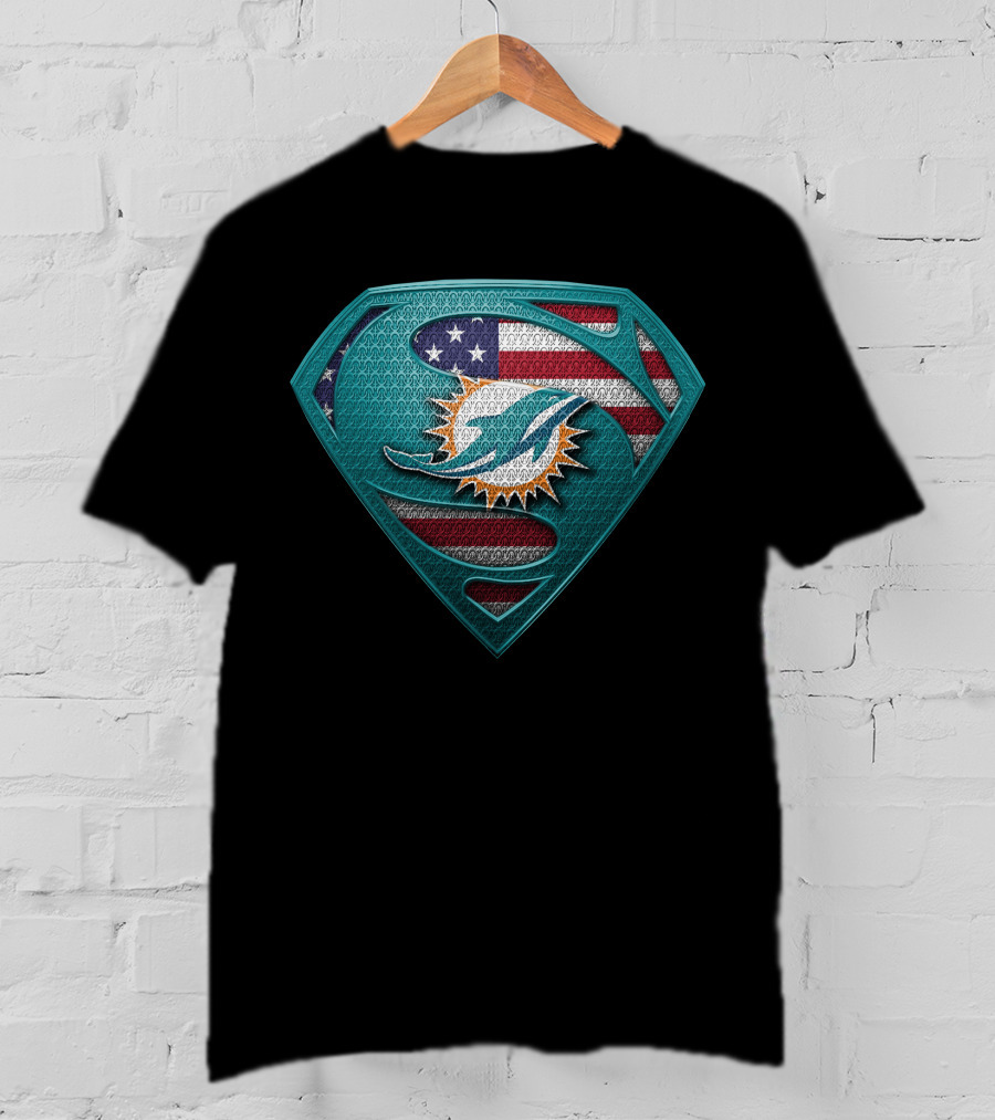 Miami Dolphins American Flag Superman T-Shirt