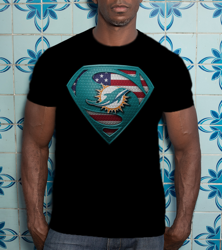 Miami Dolphins American Flag Superman T-Shirt