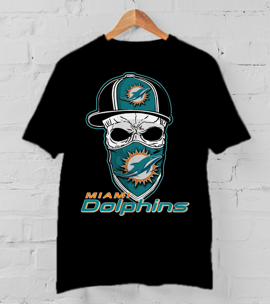 Miami Dolphins Skull Hat T-Shirt