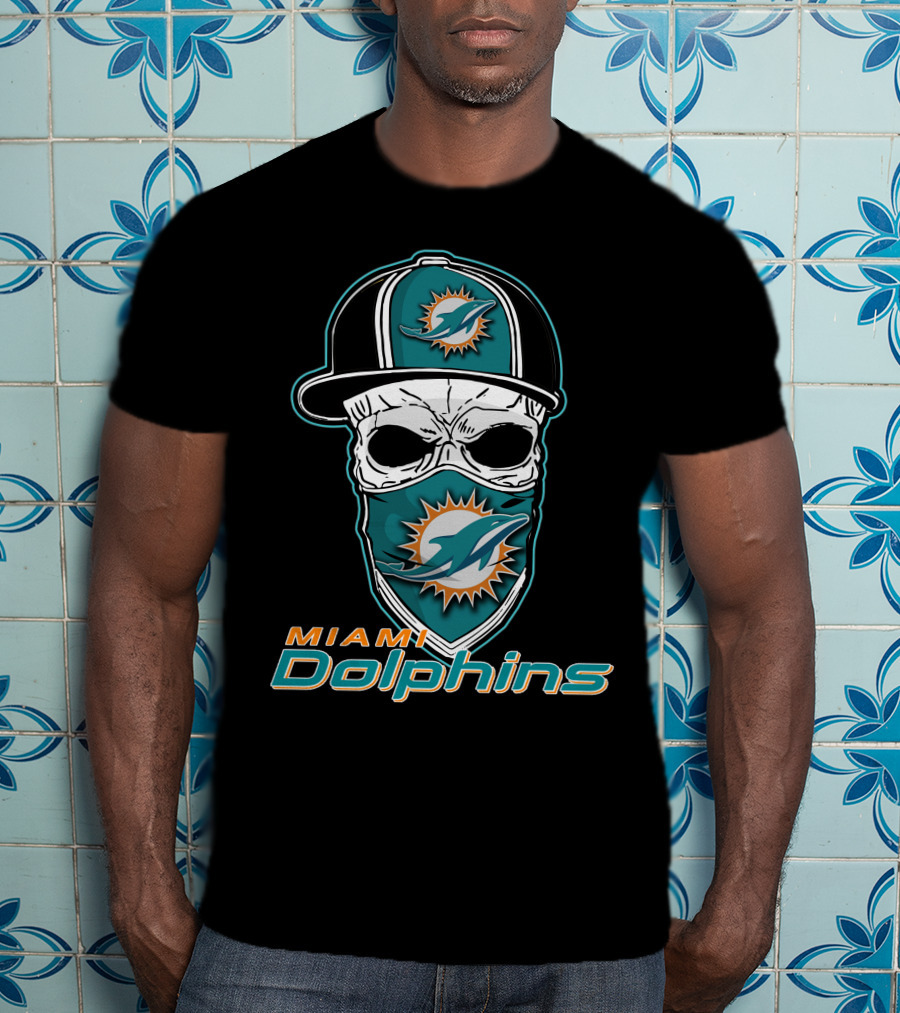 Miami Dolphins Skull Hat T-Shirt