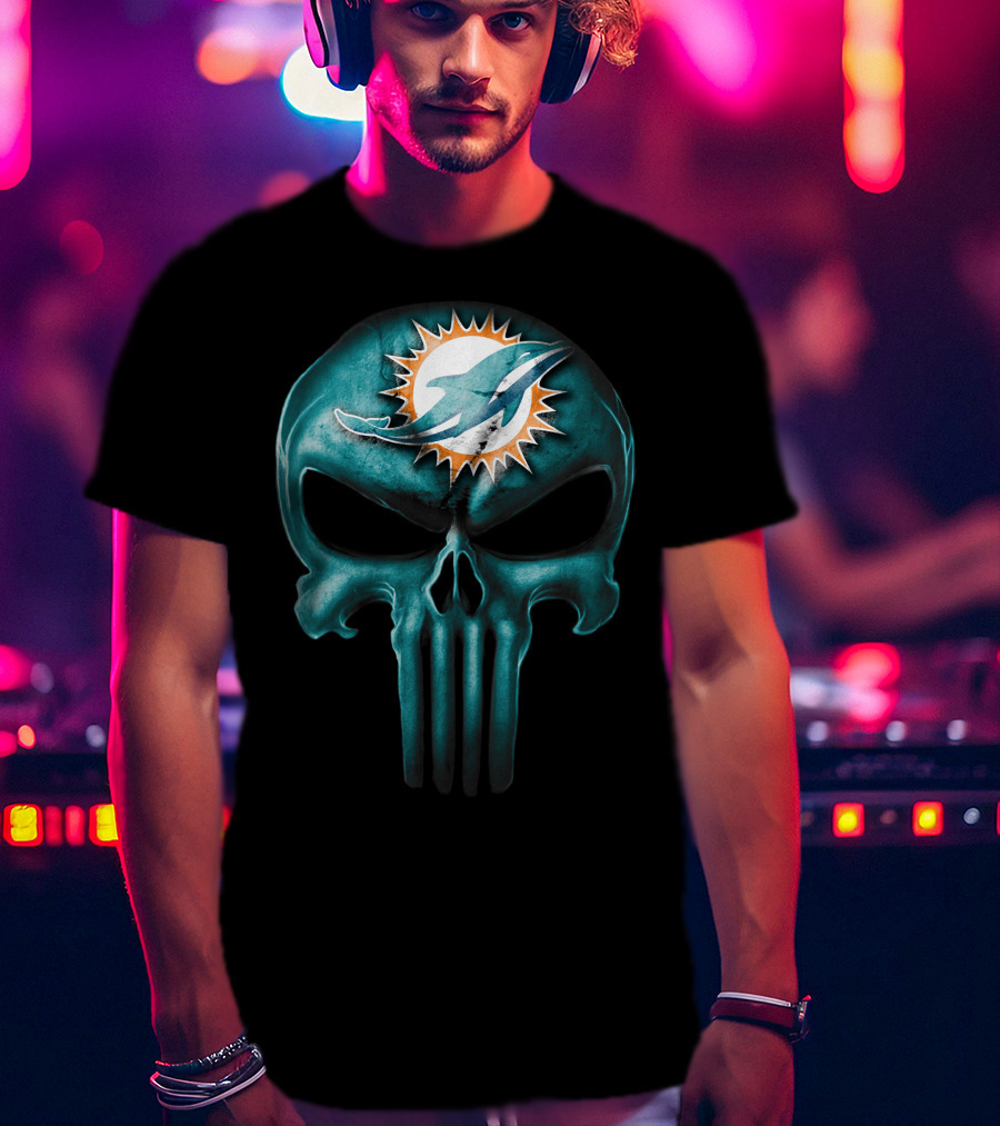 Miami Dolphins Skull T-Shirt