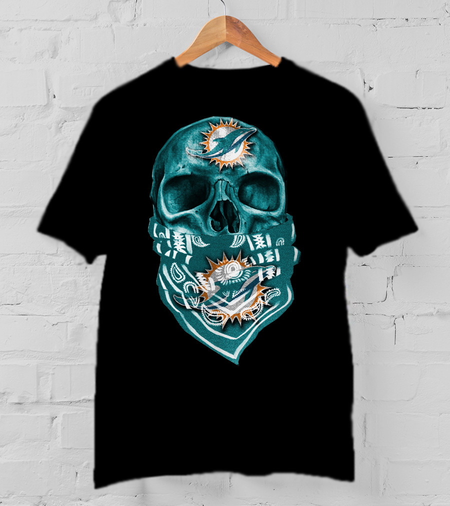Miami Dolphins Skull Bandana T-Shirt