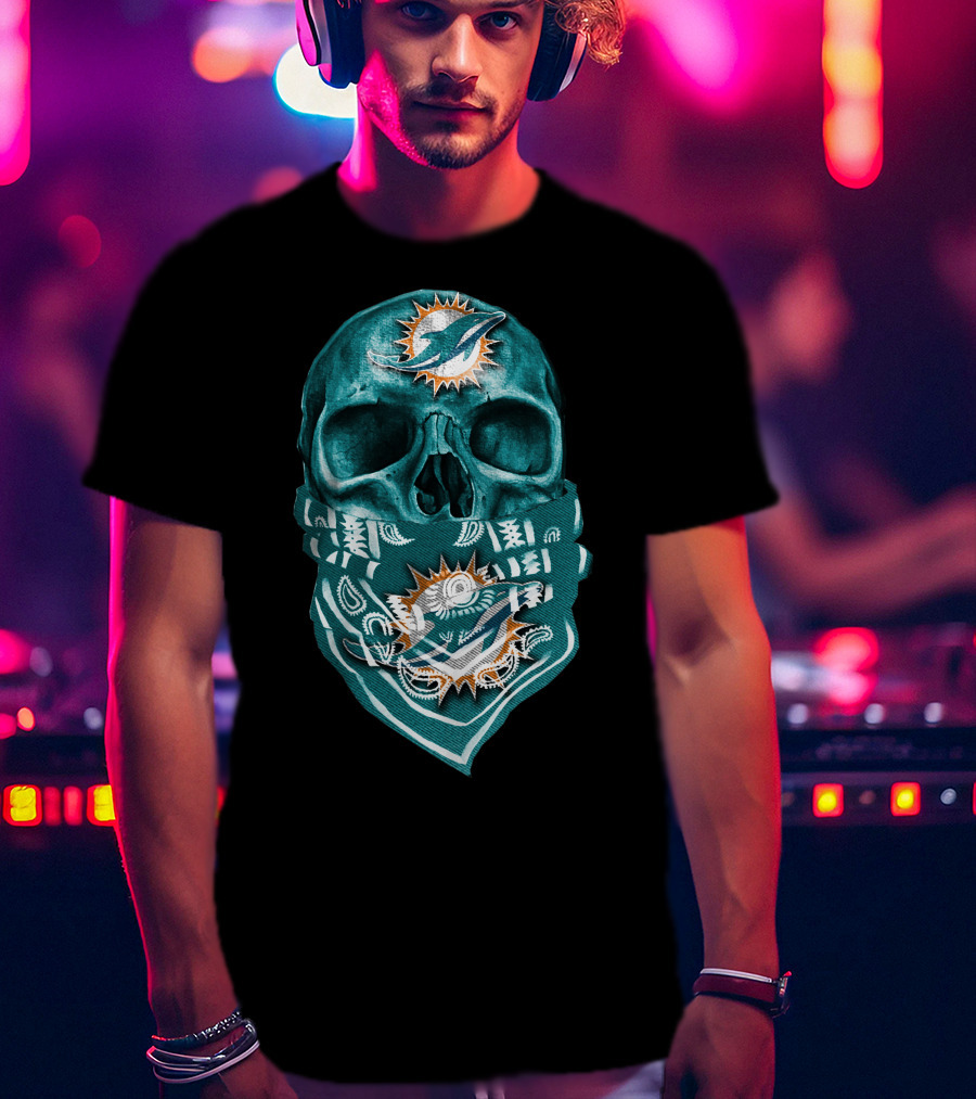 Miami Dolphins Skull Bandana T-Shirt
