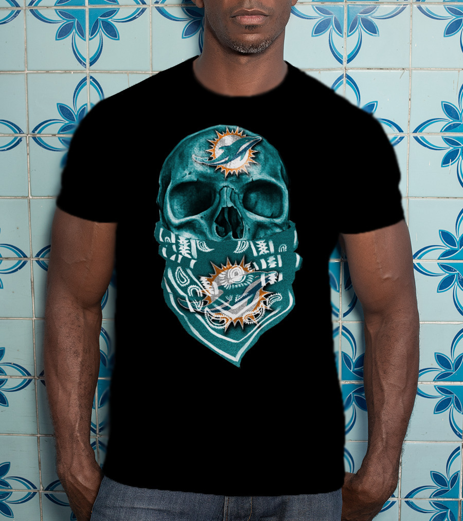 Miami Dolphins Skull Bandana T-Shirt