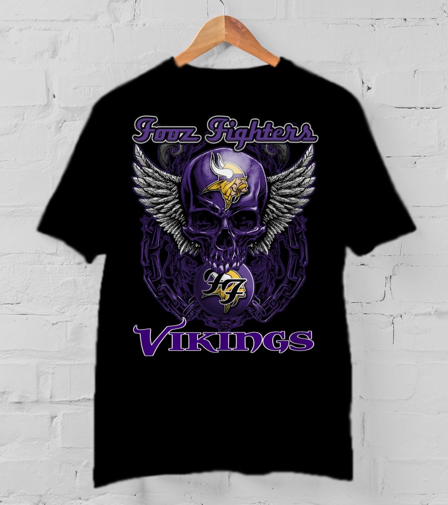 Foo Fighters Minnesota Vikings Skull Winged T-Shirt