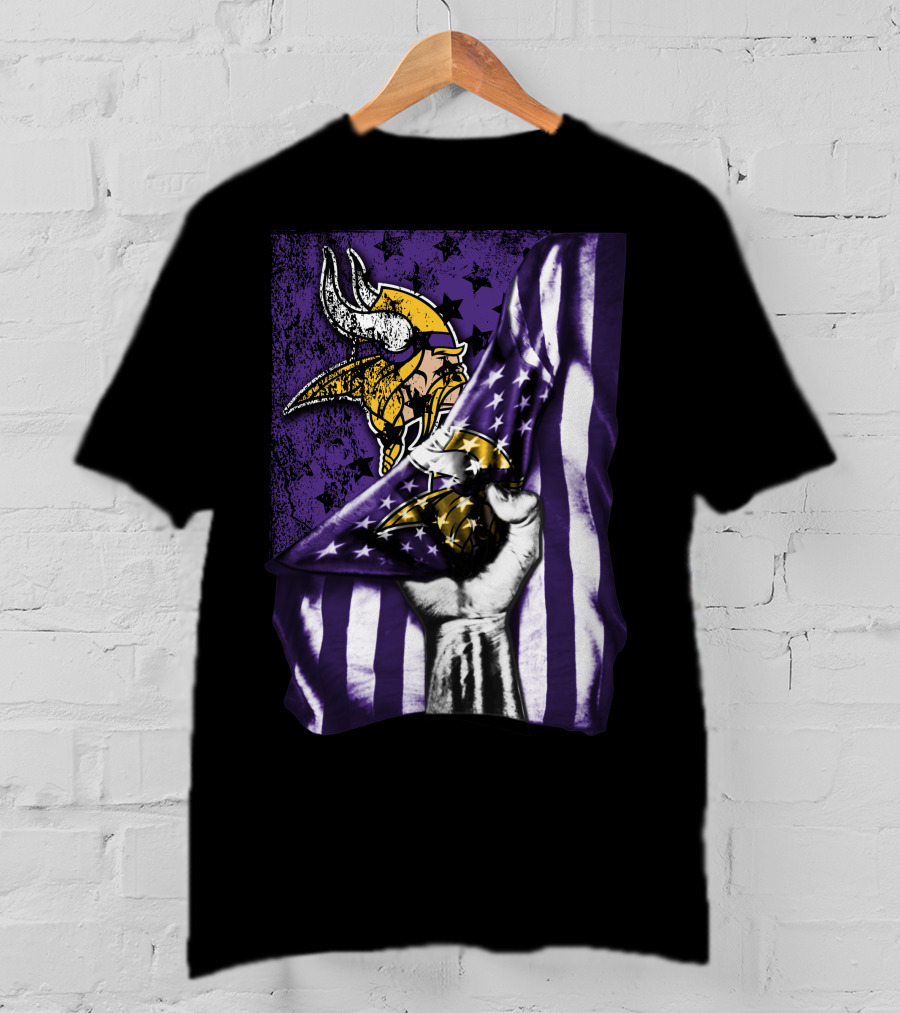Minnesota Vikings Flag Stars And Stripes Viking T-Shirt