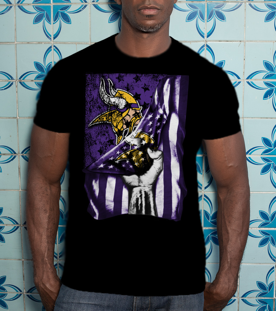Minnesota Vikings Flag Stars And Stripes Viking T-Shirt