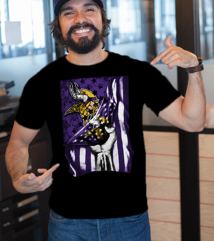 Minnesota Vikings Flag Stars And Stripes Viking T-Shirt