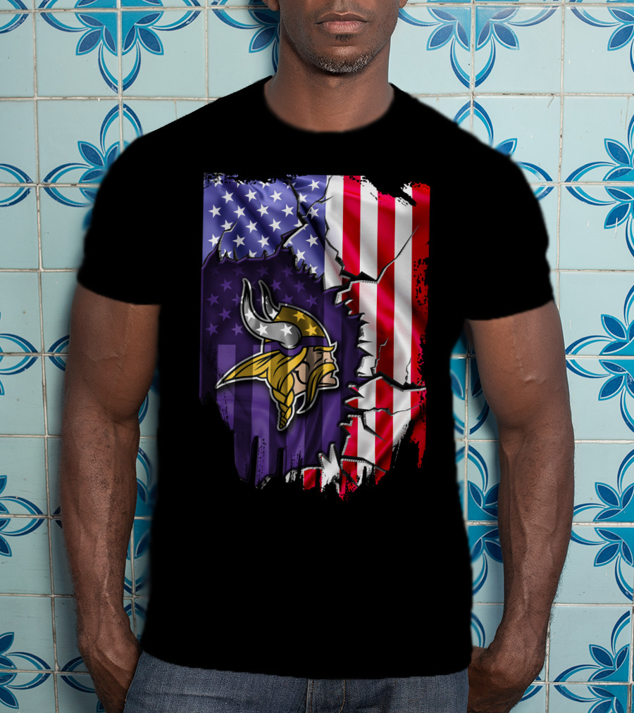 American Flag Minnesota Vikings T-Shirt
