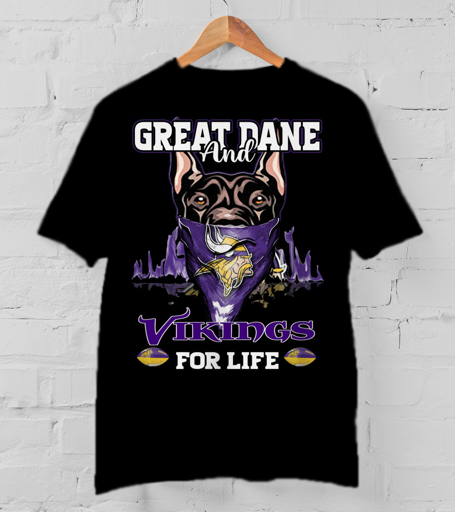 Great Dane And Vikings For Life Minnesota T-Shirt
