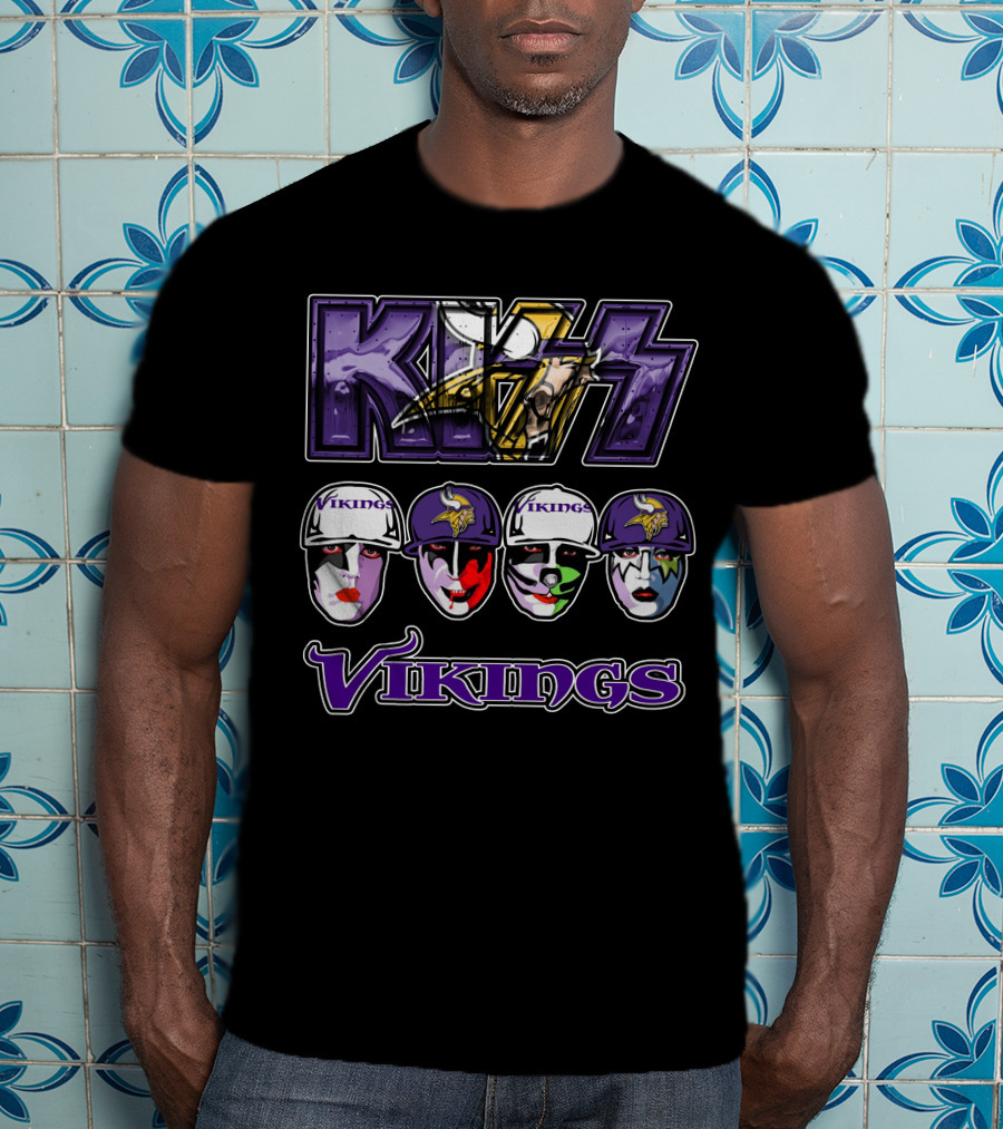KISS Minnesota Vikings Fans Face Paint Collaboration T-Shirt