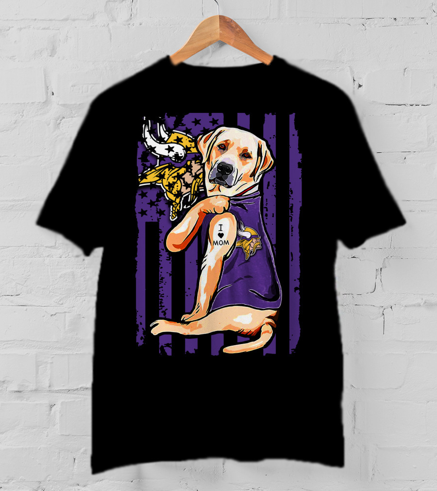 Minnesota Vikings Labrador Retriever I Love Mom T-Shirt