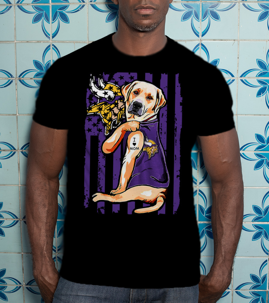 Minnesota Vikings Labrador Retriever I Love Mom T-Shirt
