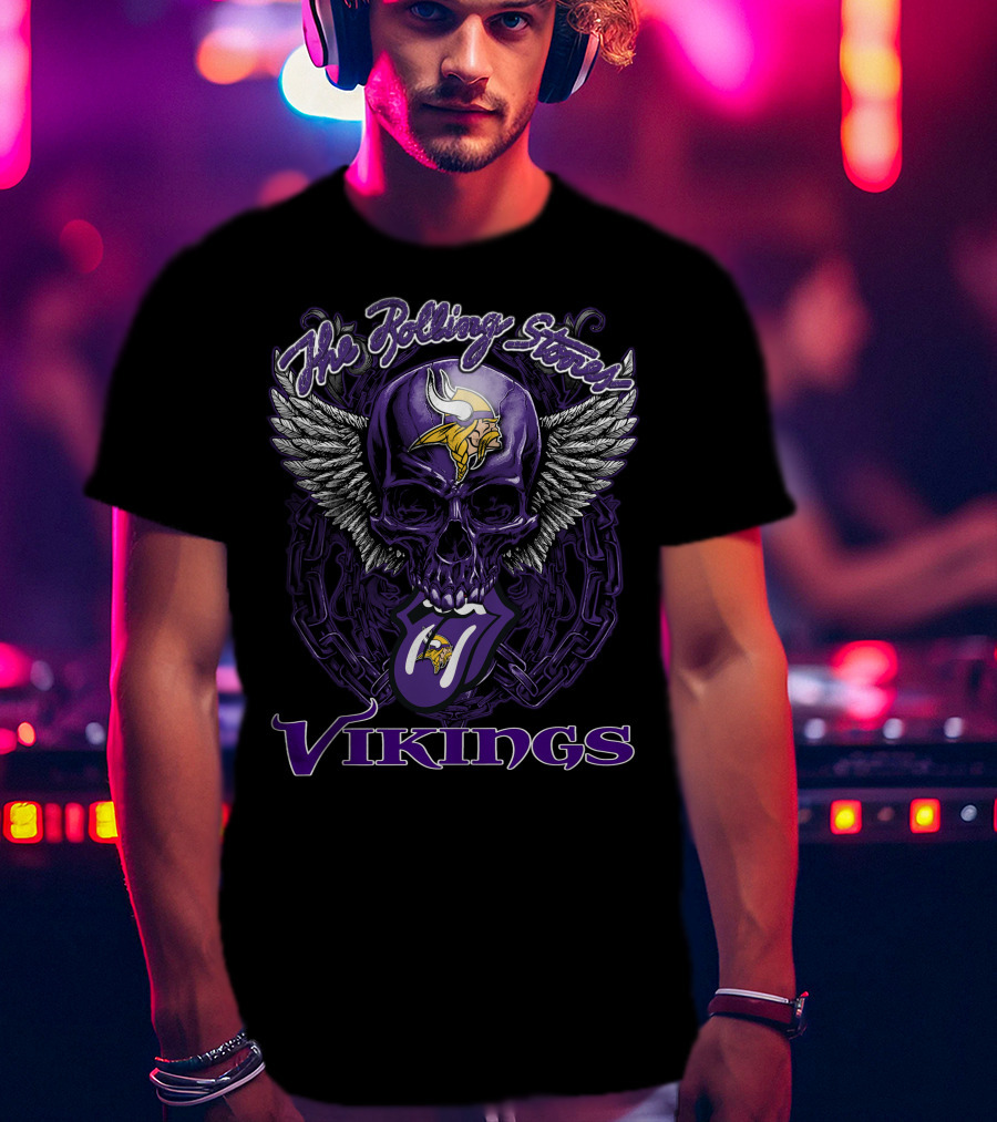 The Rolling Stones Vikings Skull With Wings And Tongue T-Shirt