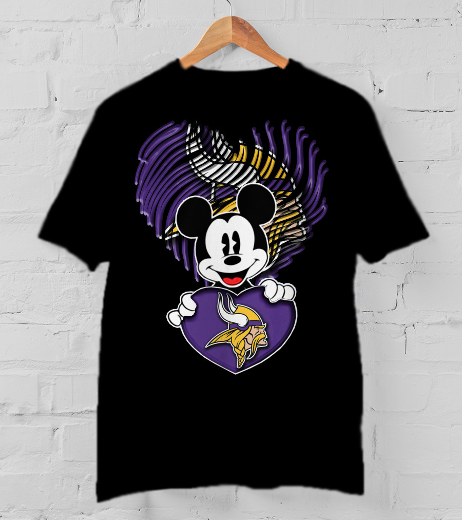 Minnesota Vikings Mickey Heart T-Shirt