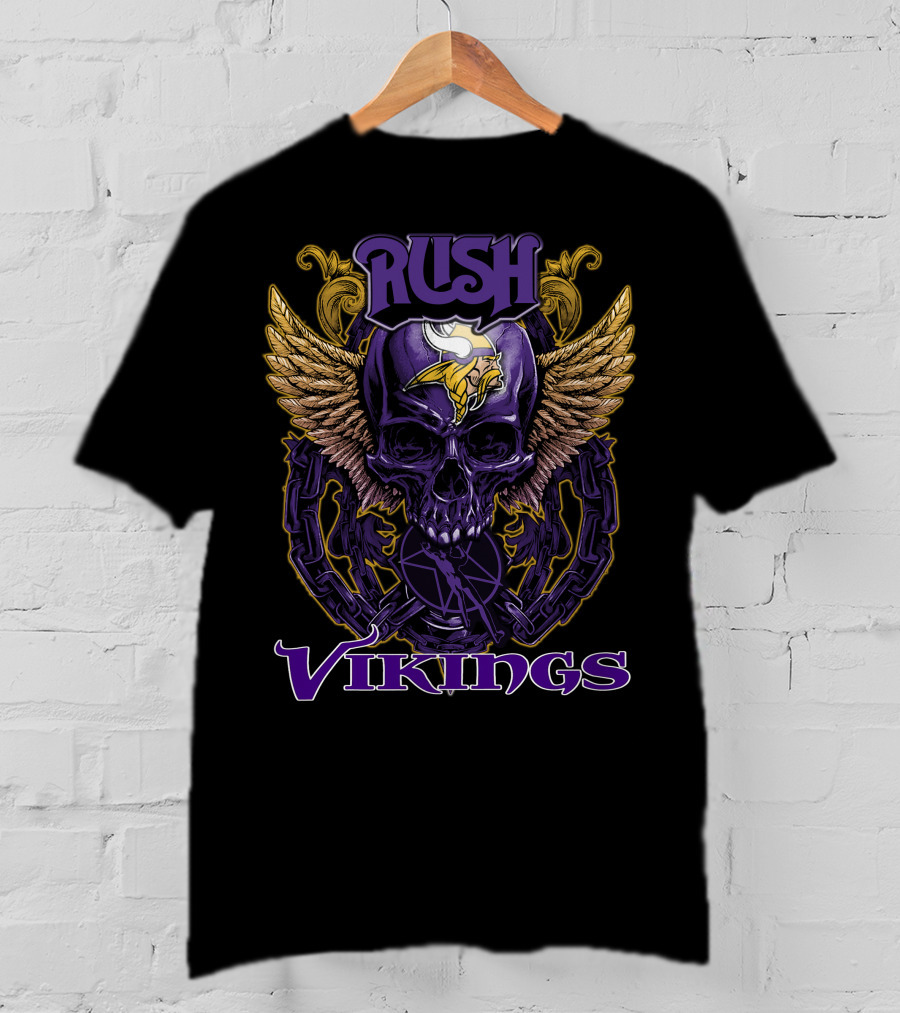 Rush Minnesota Vikings Skull Wings Chain T-Shirt