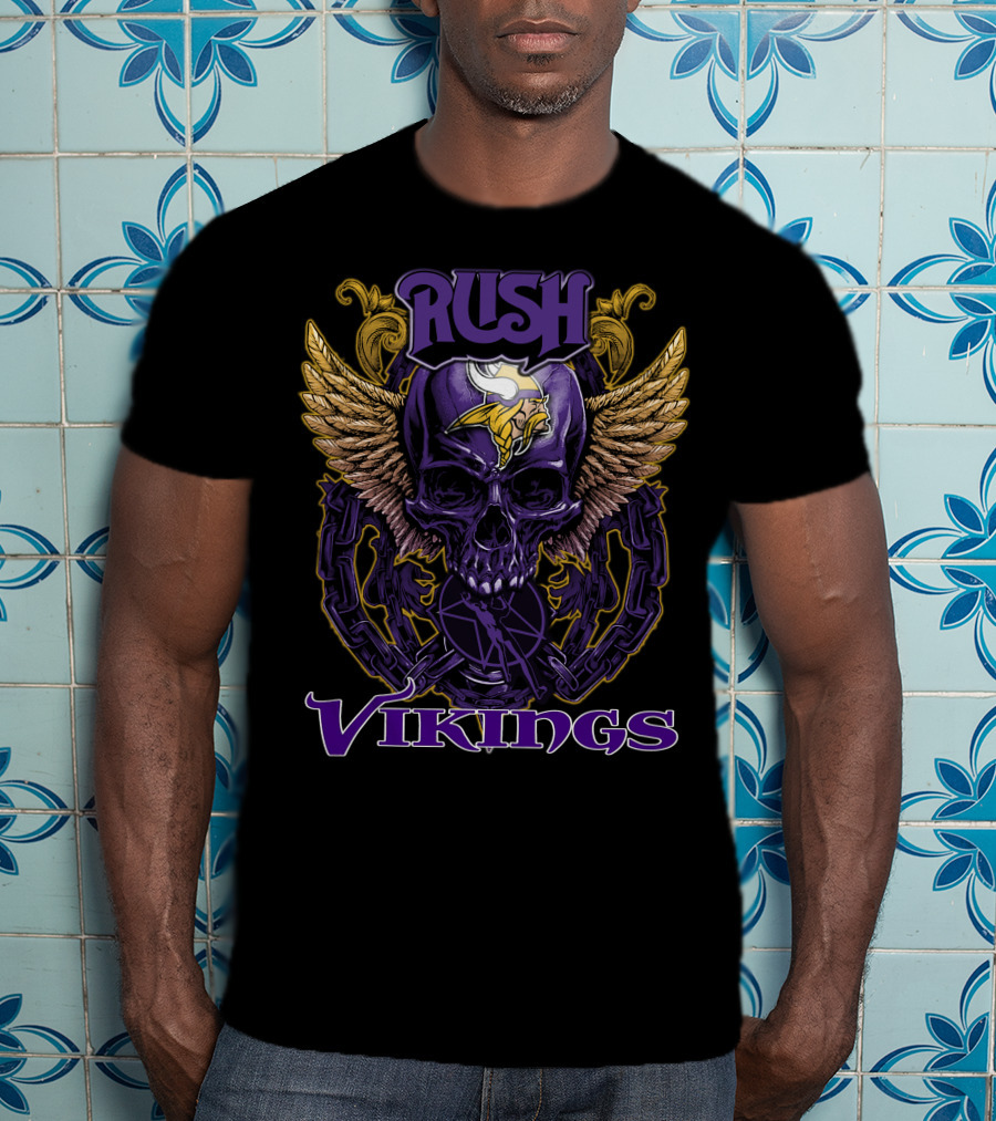 Rush Minnesota Vikings Skull Wings Chain T-Shirt