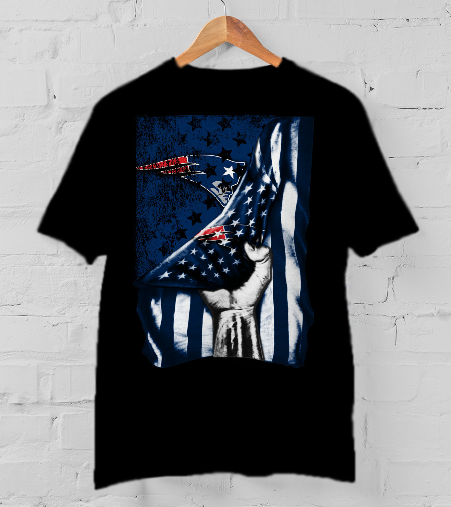 New England Patriots American Flag Hand Stars Stripes T-Shirt