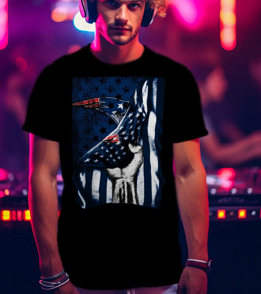 New England Patriots American Flag Hand Stars Stripes T-Shirt