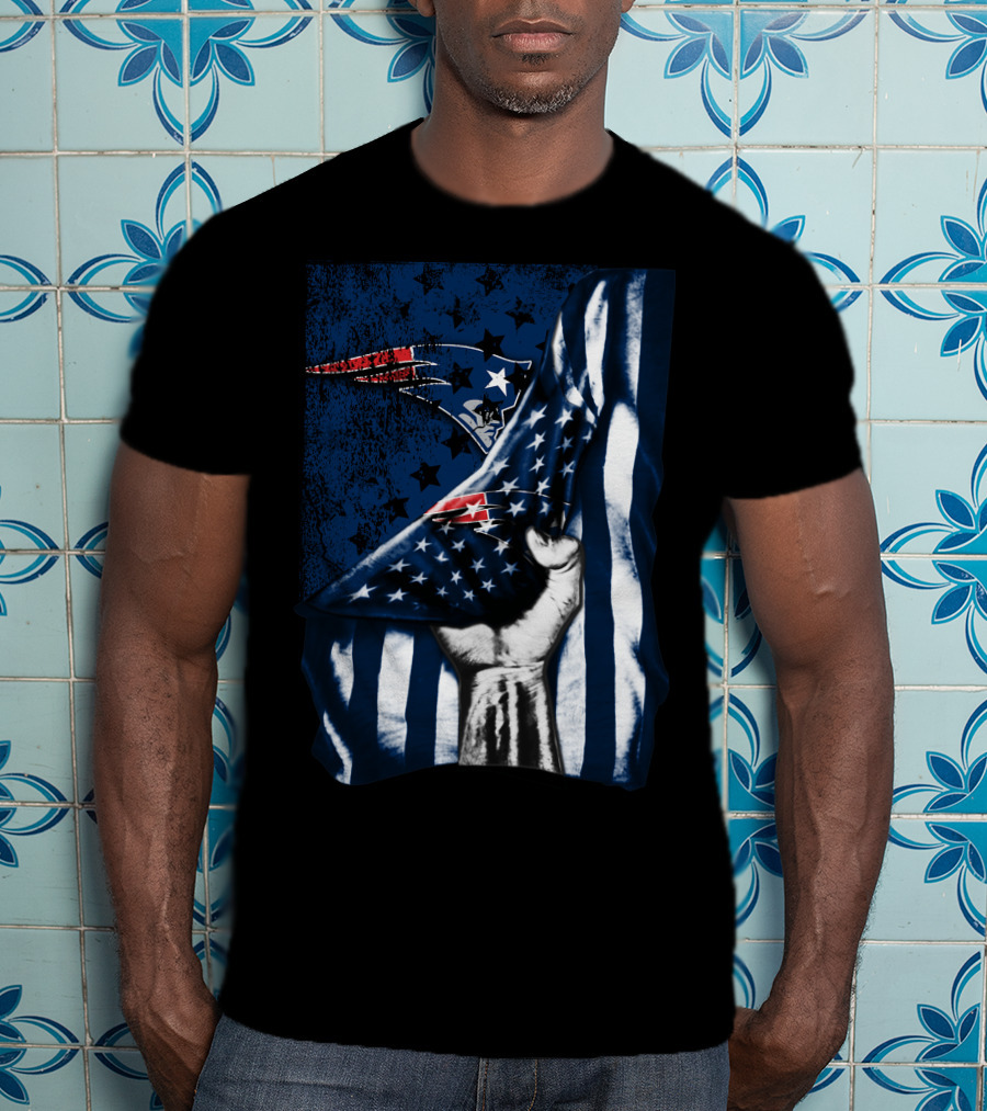 New England Patriots American Flag Hand Stars Stripes T-Shirt