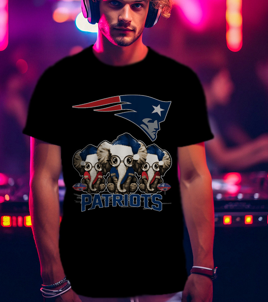 Elephan Xmas New England Patriots Cute Patriots Elephants T-Shirt