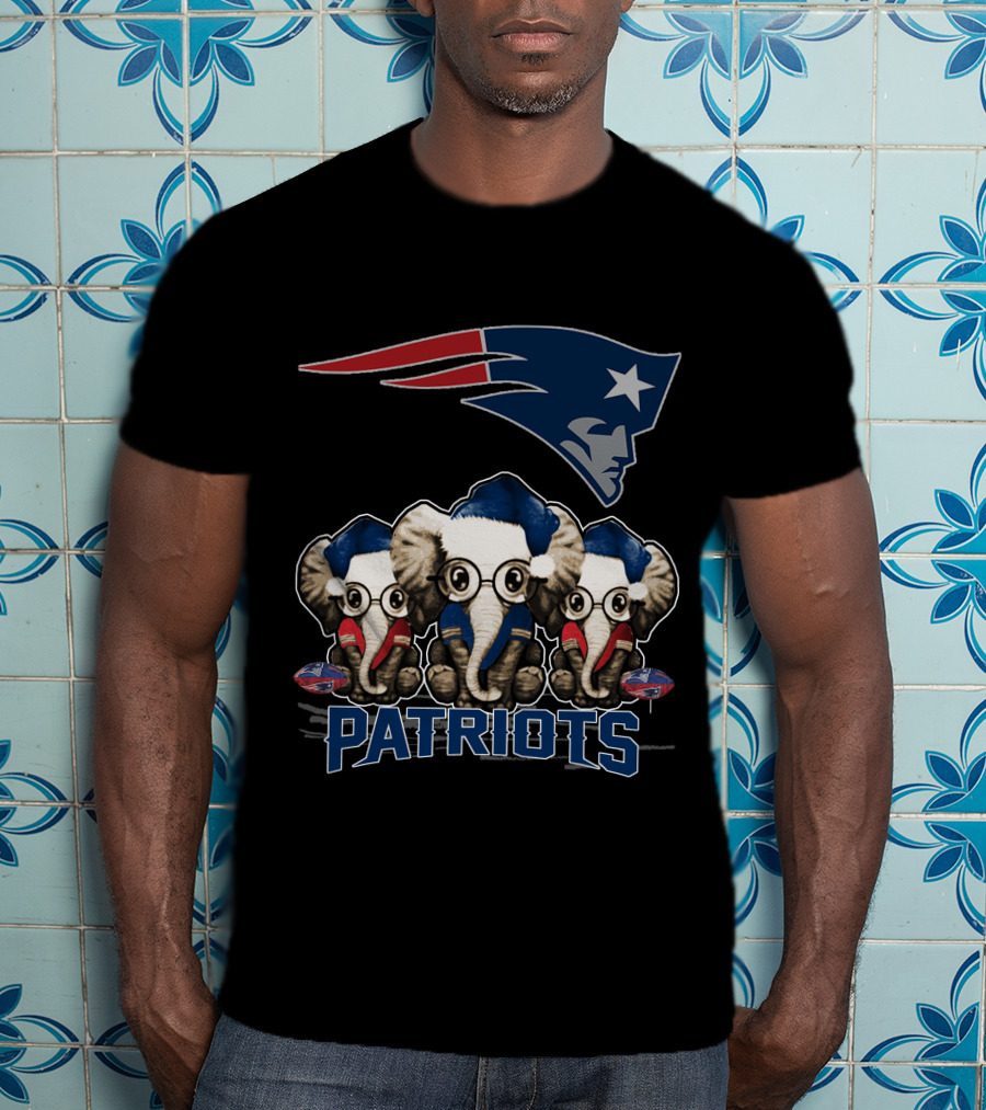 Elephan Xmas New England Patriots Cute Patriots Elephants T-Shirt