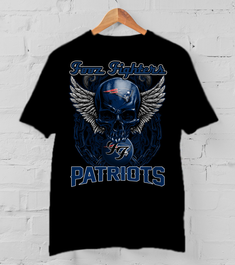 Foo Fighters Patriots Skull Wings Chain T-Shirt