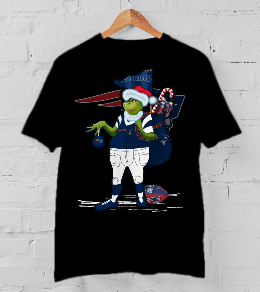 Patriots Grinch Christmas Football Sack Fan T-Shirt