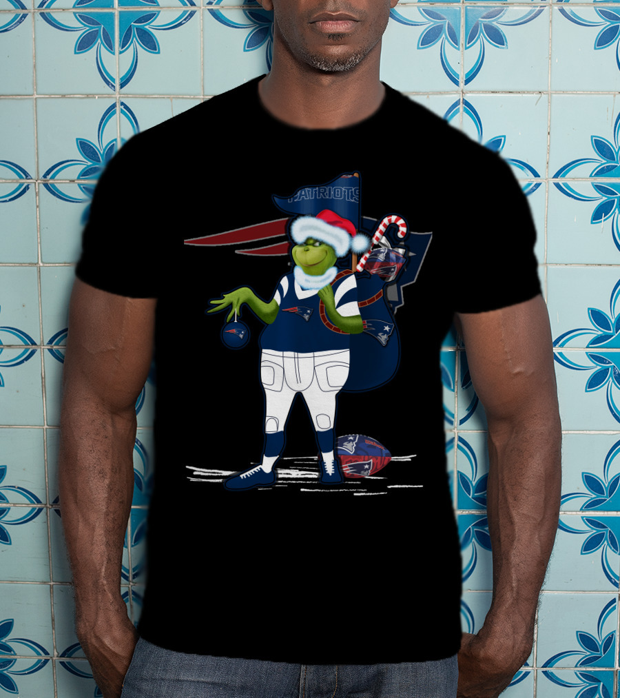 Patriots Grinch Christmas Football Sack Fan T-Shirt