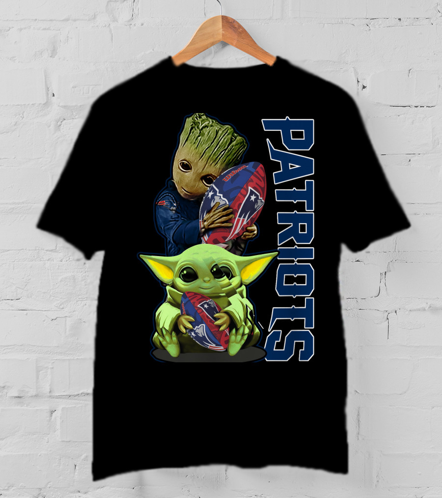 Grzd New England Patriots Baby Yoda And Groot Football Combo T-Shirt