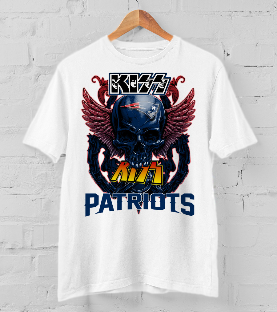KISS Patriots Skull With Wings New England Patriots T-Shirt