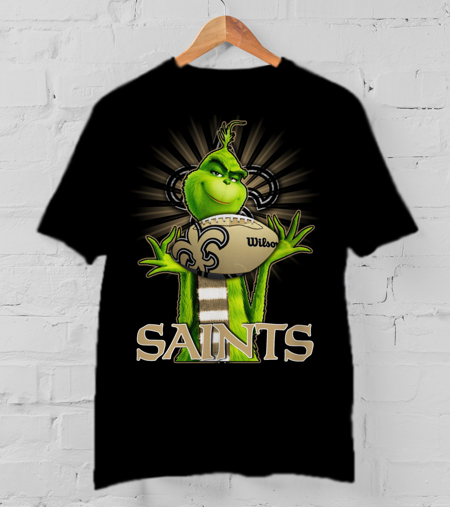Grinch Holding Wilson Football New Orleans Saints T-Shirt
