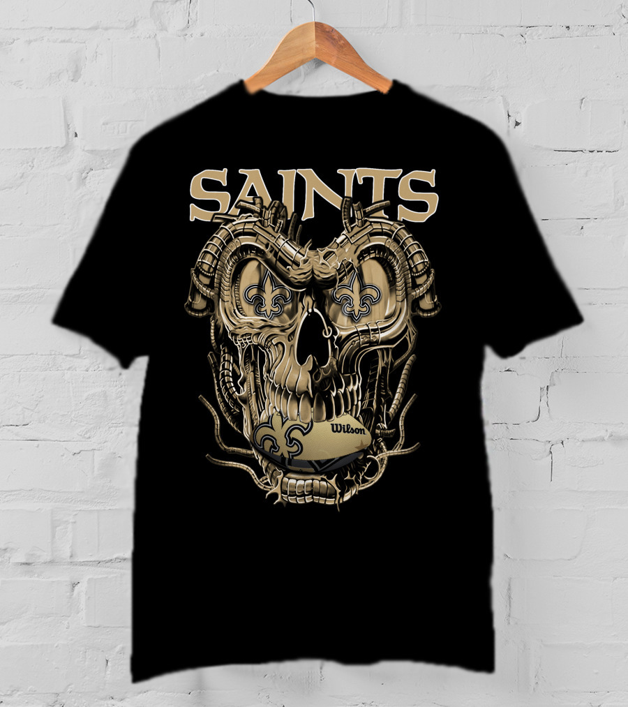 Saints Dragonskull Helmet Fleur-de-Lis Wilson Football T-Shirt