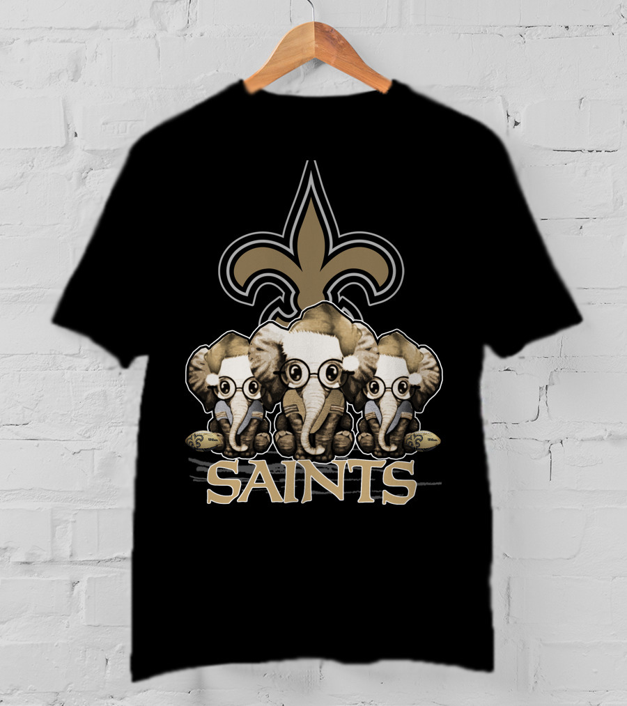 New Orleans Saints Elephan Xmas Fleur-de-Lis T-Shirt